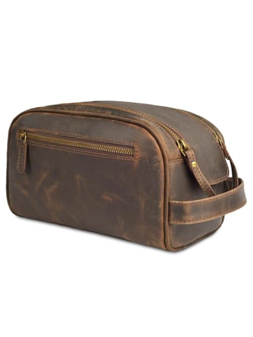 Full Grain Leather Toiletry Bag Travel Dopp Kit Shaving Organizer Case